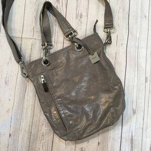 RUDSAK Gray Leather Convertible Crossbody Bag